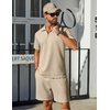 image:imageCOOFANDY Mens Tracksuit Casual 2 Piece Quarter Zip Polo Shirt and Shorts Set Athletic Jogging Sports OutfitsLight Khaki