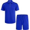 image:imageCOOFANDY Mens Tracksuit Casual 2 Piece Quarter Zip Polo Shirt and Shorts Set Athletic Jogging Sports OutfitsSapphire
