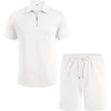 image:imageCOOFANDY Mens Tracksuit Casual 2 Piece Quarter Zip Polo Shirt and Shorts Set Athletic Jogging Sports OutfitsWhite