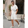 image:imageCOOFANDY Mens Tracksuit Casual 2 Piece Quarter Zip Polo Shirt and Shorts Set Athletic Jogging Sports OutfitsWhite