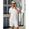 image:imageCOOFANDY Mens Tracksuit Casual 2 Piece Quarter Zip Polo Shirt and Shorts Set Athletic Jogging Sports OutfitsWhite