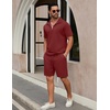 image:imageCOOFANDY Mens Tracksuit Casual 2 Piece Quarter Zip Polo Shirt and Shorts Set Athletic Jogging Sports OutfitsWine Red