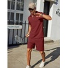 image:imageCOOFANDY Mens Tracksuit Casual 2 Piece Quarter Zip Polo Shirt and Shorts Set Athletic Jogging Sports OutfitsWine Red