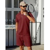 image:imageCOOFANDY Mens Tracksuit Casual 2 Piece Quarter Zip Polo Shirt and Shorts Set Athletic Jogging Sports OutfitsWine Red