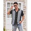 image:imageCOOFANDY Mens Vintage Bowling Shirt Short Sleeve Button Down Summer Cuba Beach ShirtsBlack Dark Gray