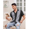 image:imageCOOFANDY Mens Vintage Bowling Shirt Short Sleeve Button Down Summer Cuba Beach ShirtsBlack Dark Gray