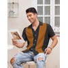 image:imageCOOFANDY Mens Vintage Bowling Shirt Short Sleeve Button Down Summer Cuba Beach ShirtsBlack Light Brown