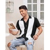 image:imageCOOFANDY Mens Vintage Bowling Shirt Short Sleeve Button Down Summer Cuba Beach ShirtsBlack White