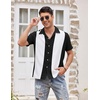 image:imageCOOFANDY Mens Vintage Bowling Shirt Short Sleeve Button Down Summer Cuba Beach ShirtsBlack White