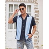 image:imageCOOFANDY Mens Vintage Bowling Shirt Short Sleeve Button Down Summer Cuba Beach ShirtsBlue Light Blue