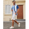 image:imageCOOFANDY Mens Vintage Bowling Shirt Short Sleeve Button Down Summer Cuba Beach ShirtsBlue Whiteroyal Blue