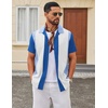 image:imageCOOFANDY Mens Vintage Bowling Shirt Short Sleeve Button Down Summer Cuba Beach ShirtsBlue Whiteroyal Blue