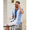 image:imageCOOFANDY Mens Vintage Bowling Shirt Short Sleeve Button Down Summer Cuba Beach ShirtsBlue Whiteroyal Blue