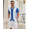 image:imageCOOFANDY Mens Vintage Bowling Shirt Short Sleeve Button Down Summer Cuba Beach ShirtsBlue Whiteroyal Blue