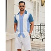 image:imageCOOFANDY Mens Vintage Bowling Shirt Short Sleeve Button Down Summer Cuba Beach ShirtsBowling Blue Whitedark Blue