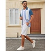 image:imageCOOFANDY Mens Vintage Bowling Shirt Short Sleeve Button Down Summer Cuba Beach ShirtsBowling Blue Whitedark Blue