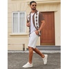 image:imageCOOFANDY Mens Vintage Bowling Shirt Short Sleeve Button Down Summer Cuba Beach ShirtsBrown Diamond