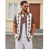 image:imageCOOFANDY Mens Vintage Bowling Shirt Short Sleeve Button Down Summer Cuba Beach ShirtsBrown Diamond