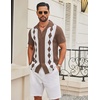 image:imageCOOFANDY Mens Vintage Bowling Shirt Short Sleeve Button Down Summer Cuba Beach ShirtsBrown Diamond