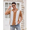 image:imageCOOFANDY Mens Vintage Bowling Shirt Short Sleeve Button Down Summer Cuba Beach ShirtsBrown White