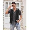 image:imageCOOFANDY Mens Vintage Bowling Shirt Short Sleeve Button Down Summer Cuba Beach ShirtsDark Gray Black