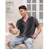image:imageCOOFANDY Mens Vintage Bowling Shirt Short Sleeve Button Down Summer Cuba Beach ShirtsDark Gray Black