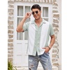 image:imageCOOFANDY Mens Vintage Bowling Shirt Short Sleeve Button Down Summer Cuba Beach ShirtsGreen White