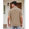 image:imageCOOFANDY Mens Vintage Bowling Shirt Short Sleeve Button Down Summer Cuba Beach ShirtsKhaki Light Khaki