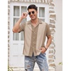 image:imageCOOFANDY Mens Vintage Bowling Shirt Short Sleeve Button Down Summer Cuba Beach ShirtsKhaki Light Khaki