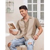 image:imageCOOFANDY Mens Vintage Bowling Shirt Short Sleeve Button Down Summer Cuba Beach ShirtsKhaki Light Khaki