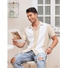 image:imageCOOFANDY Mens Vintage Bowling Shirt Short Sleeve Button Down Summer Cuba Beach ShirtsKhaki White