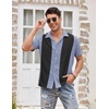 image:imageCOOFANDY Mens Vintage Bowling Shirt Short Sleeve Button Down Summer Cuba Beach ShirtsLight Blue Black