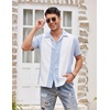 image:imageCOOFANDY Mens Vintage Bowling Shirt Short Sleeve Button Down Summer Cuba Beach ShirtsLight Blue White