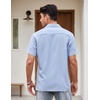 image:imageCOOFANDY Mens Vintage Bowling Shirt Short Sleeve Button Down Summer Cuba Beach ShirtsLight Blue White