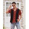 image:imageCOOFANDY Mens Vintage Bowling Shirt Short Sleeve Button Down Summer Cuba Beach ShirtsRed Black
