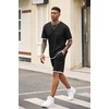 image:imageCOOFANDY Mens Waffle Shirt and Shorts Set 2 Piece Outfits Casual Summer Tracksuits Set with PocketsAblack