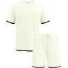image:imageCOOFANDY Mens Waffle Shirt and Shorts Set 2 Piece Outfits Casual Summer Tracksuits Set with PocketsBeige