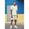 image:imageCOOFANDY Mens Waffle Shirt and Shorts Set 2 Piece Outfits Casual Summer Tracksuits Set with PocketsBeige
