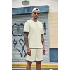 image:imageCOOFANDY Mens Waffle Shirt and Shorts Set 2 Piece Outfits Casual Summer Tracksuits Set with PocketsBeige