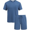 image:imageCOOFANDY Mens Waffle Shirt and Shorts Set 2 Piece Outfits Casual Summer Tracksuits Set with PocketsBlue