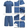 image:imageCOOFANDY Mens Waffle Shirt and Shorts Set 2 Piece Outfits Casual Summer Tracksuits Set with PocketsBlue
