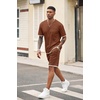 image:imageCOOFANDY Mens Waffle Shirt and Shorts Set 2 Piece Outfits Casual Summer Tracksuits Set with PocketsBrown