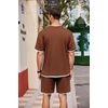 image:imageCOOFANDY Mens Waffle Shirt and Shorts Set 2 Piece Outfits Casual Summer Tracksuits Set with PocketsBrown