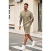 image:imageCOOFANDY Mens Waffle Shirt and Shorts Set 2 Piece Outfits Casual Summer Tracksuits Set with PocketsKhaki