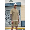 image:imageCOOFANDY Mens Waffle Shirt and Shorts Set 2 Piece Outfits Casual Summer Tracksuits Set with PocketsKhaki
