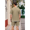image:imageCOOFANDY Mens Waffle Shirt and Shorts Set 2 Piece Outfits Casual Summer Tracksuits Set with PocketsKhaki