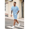 image:imageCOOFANDY Mens Waffle Shirt and Shorts Set 2 Piece Outfits Casual Summer Tracksuits Set with PocketsLight Blue