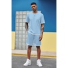 image:imageCOOFANDY Mens Waffle Shirt and Shorts Set 2 Piece Outfits Casual Summer Tracksuits Set with PocketsLight Blue