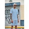 image:imageCOOFANDY Mens Waffle Shirt and Shorts Set 2 Piece Outfits Casual Summer Tracksuits Set with PocketsLight Blue