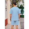 image:imageCOOFANDY Mens Waffle Shirt and Shorts Set 2 Piece Outfits Casual Summer Tracksuits Set with PocketsLight Blue
